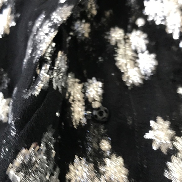 •REBECCA TAYLOR• Black Sheer Metallic Silver Top - Picture 5 of 8